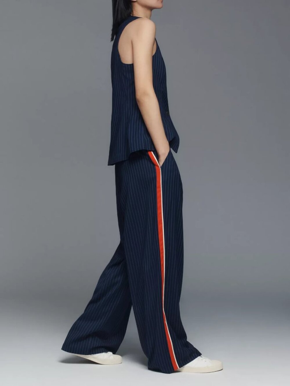 Maeve Anthropologie The Avery Pleated Wide-Leg Trouser High Rise Side-Stripe